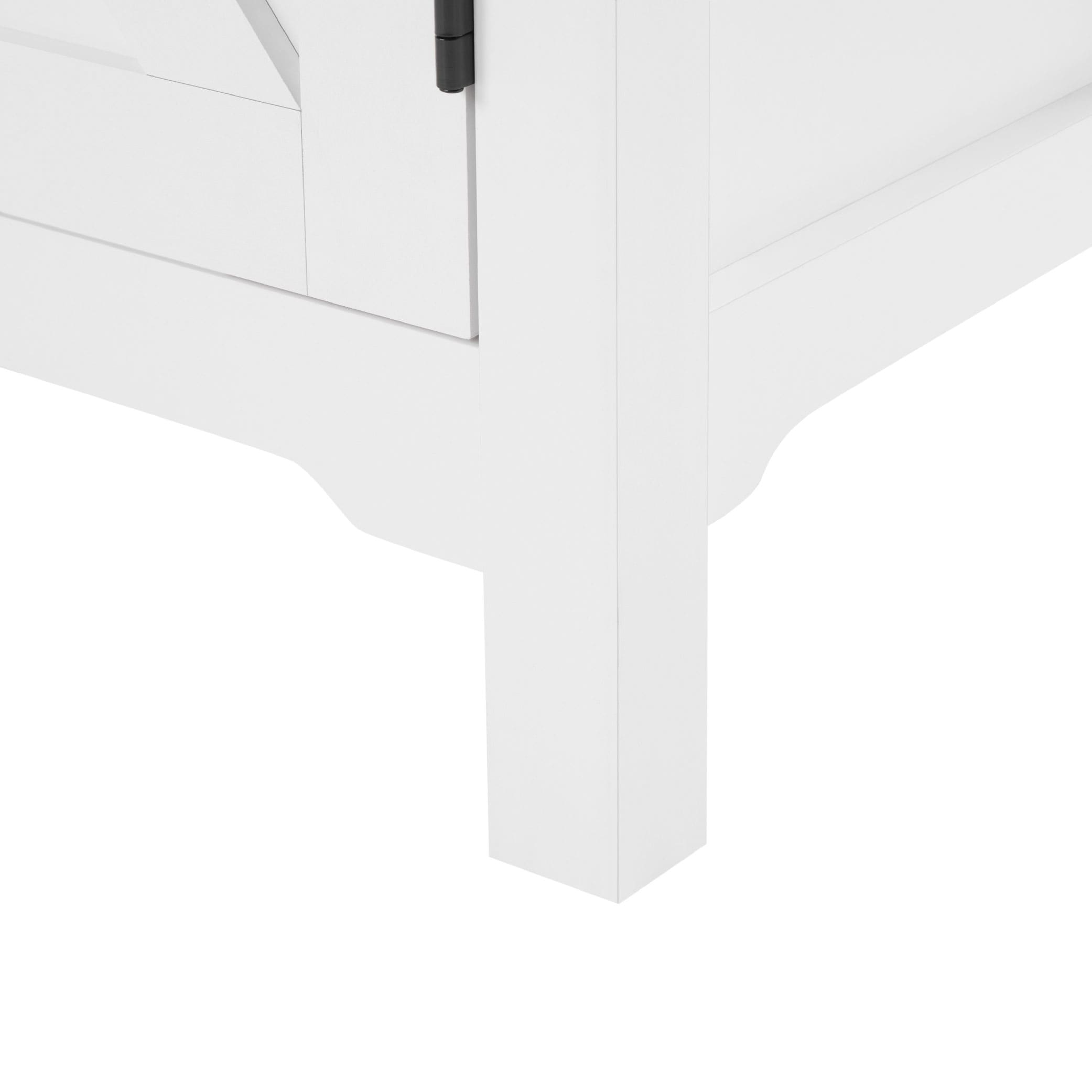 Farmhouse Buffet Cabinet With Drawer And Adjustable Shelf, Rustic White & Honey Brown Storage Cabinet, Barn Door Accent Sideboard For Kitchen, Living Room, Entryway_voghion.com